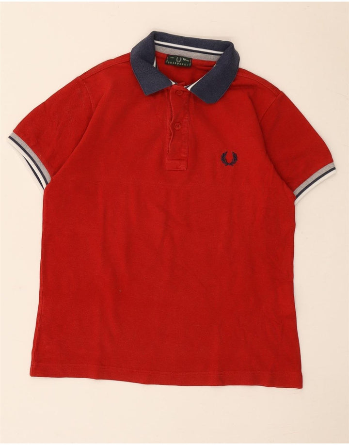 Fred Perry Boys Polo Shirt 9-10 År Rød Colourblock Bomuld