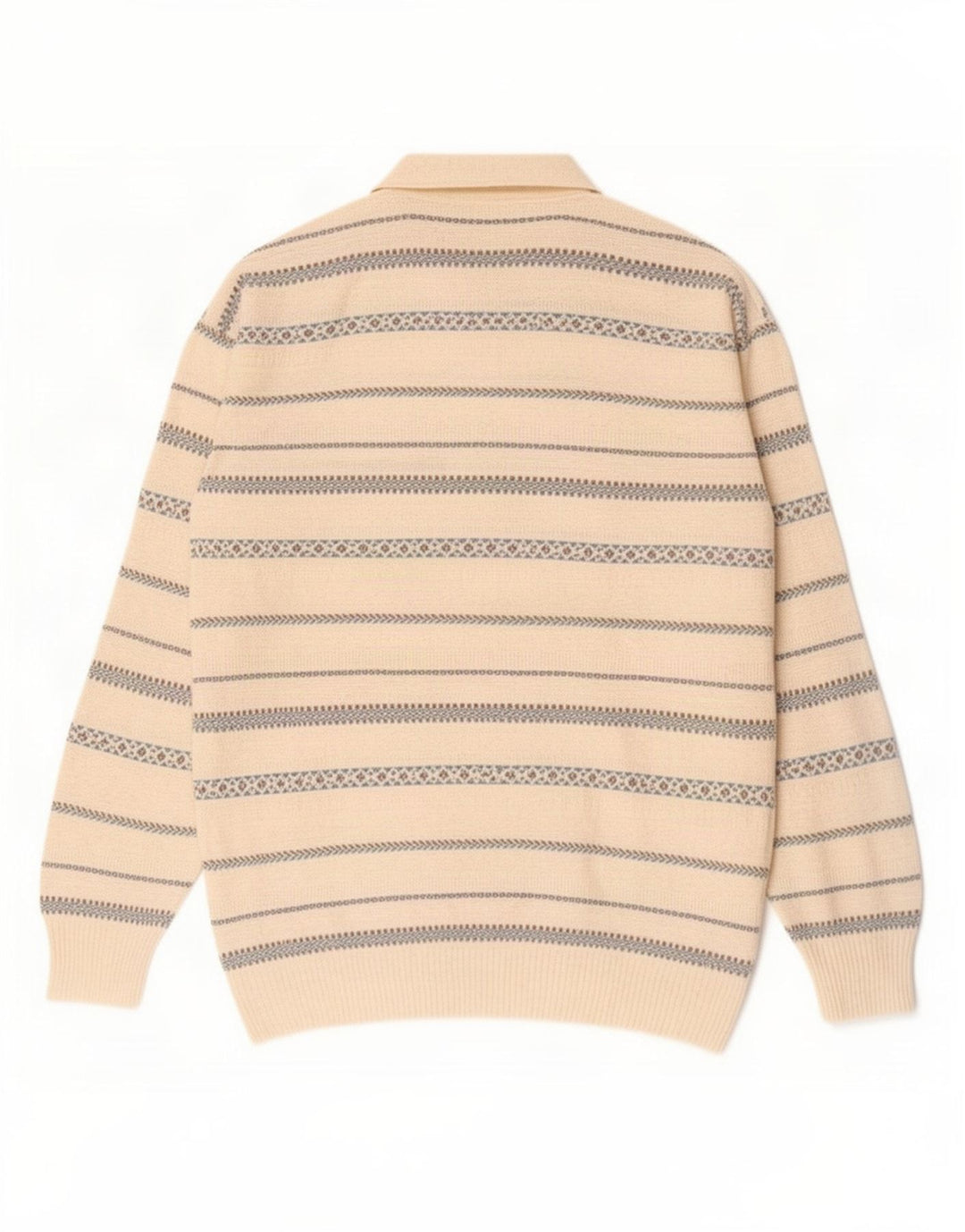 Vintage herre polo hals sweater mellem hvid stribet