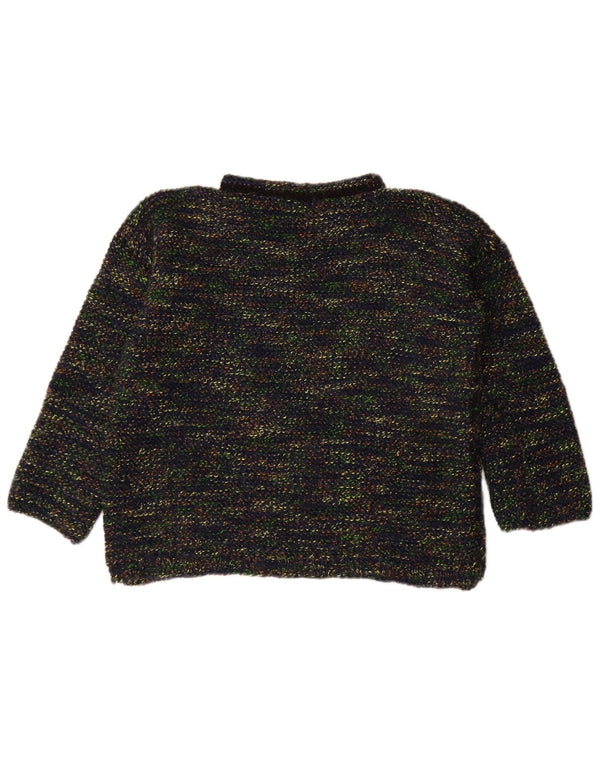 Vintage Dame Turtle Neck Jumper Sweater UK 14 Large Navy Blue Flecked