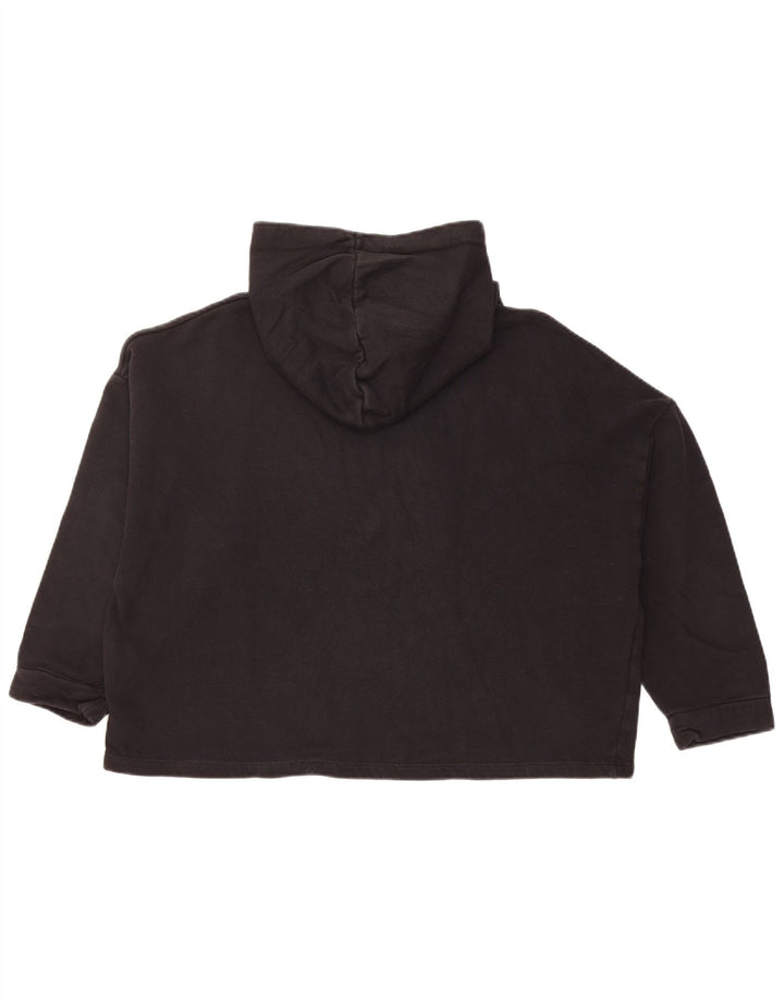 GUESS Oversized 3/4-ærmet grafisk hættetrøjetrøje til kvinder UK 8 Small Black