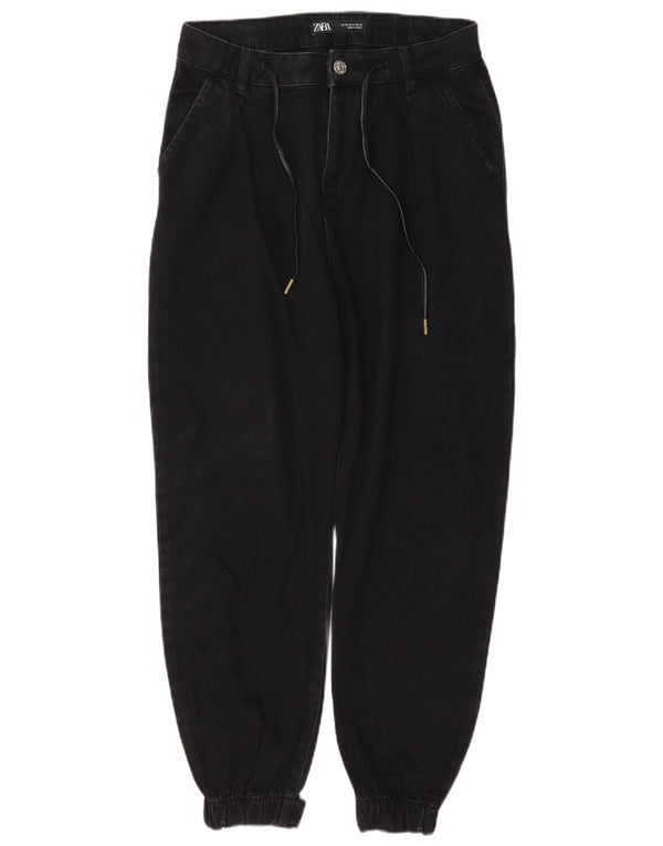 Zara Womens Tapered Jeans EU 34 2XS W24 L26 Sort Bomuld