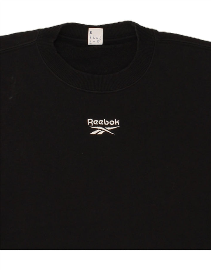 REEBOK Womens Sweatshirt Jumper UK 8/10 Small Black Cotton Vintage Reebok and Second-Hand Reebok from Messina Hembry 