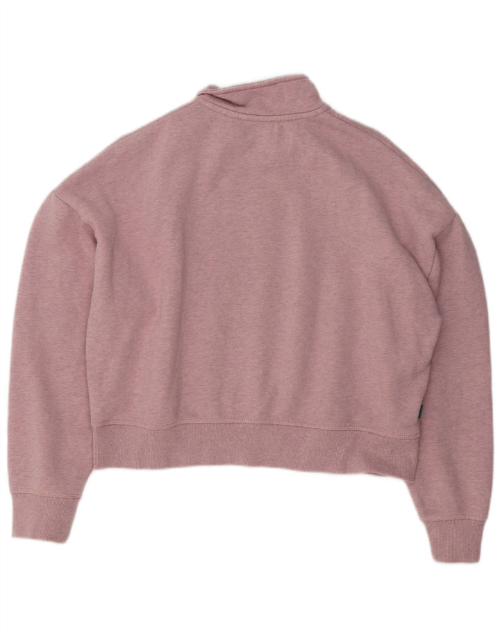 Superdry Womens Oversized Crop Sweatshirt Jumper UK 16 Large Pink Flecked
