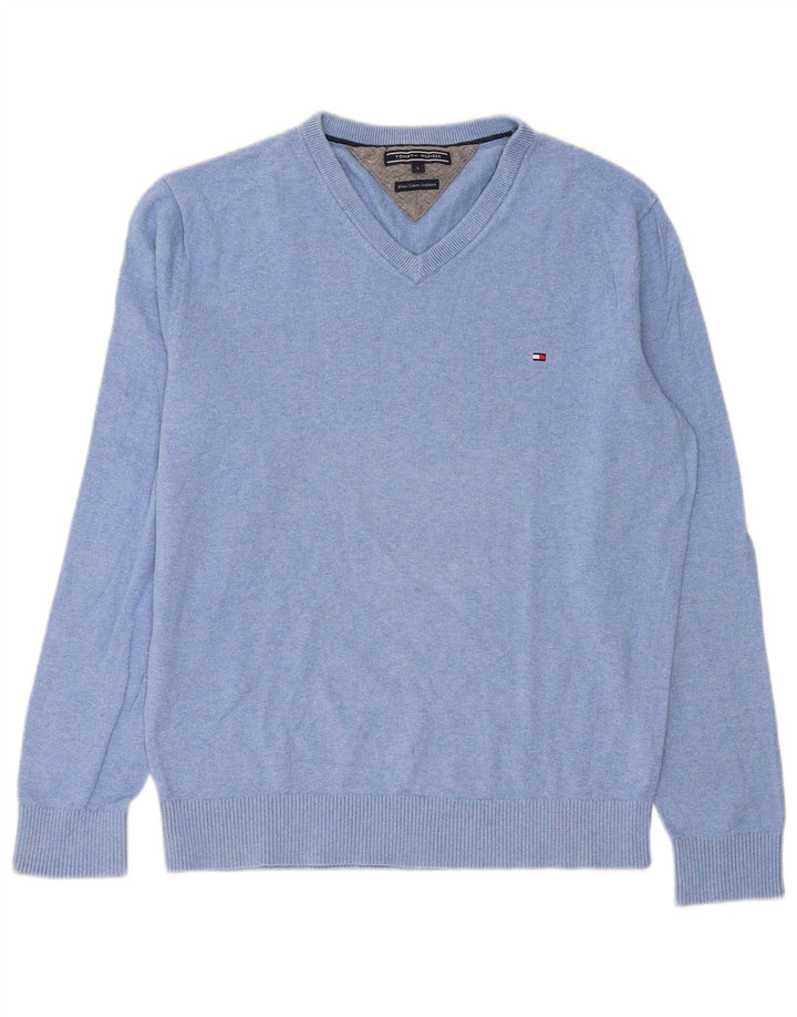 Tommy Hilfiger Herre V-hals sweater Stor Blå Bomuld