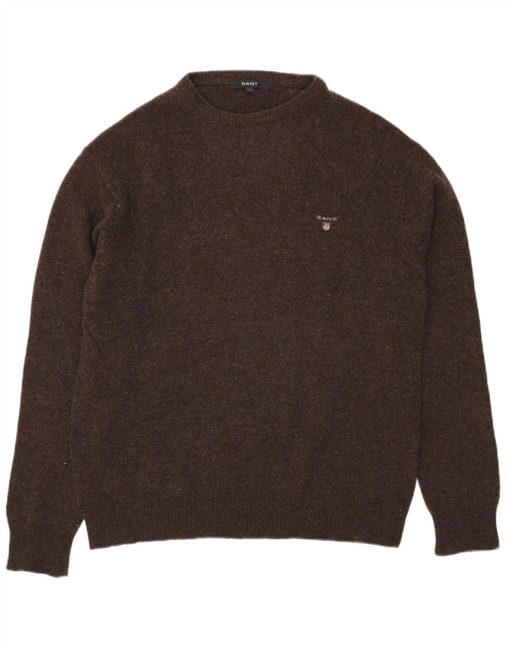 Gant Herre Crew Neck Jumper Sweater Stor brun lammeuld