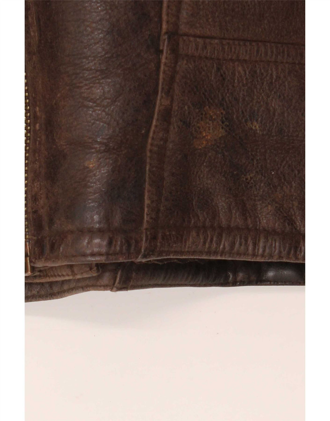 Vintage Herre Sherpa Læderjakke UK 40 Stor Brun