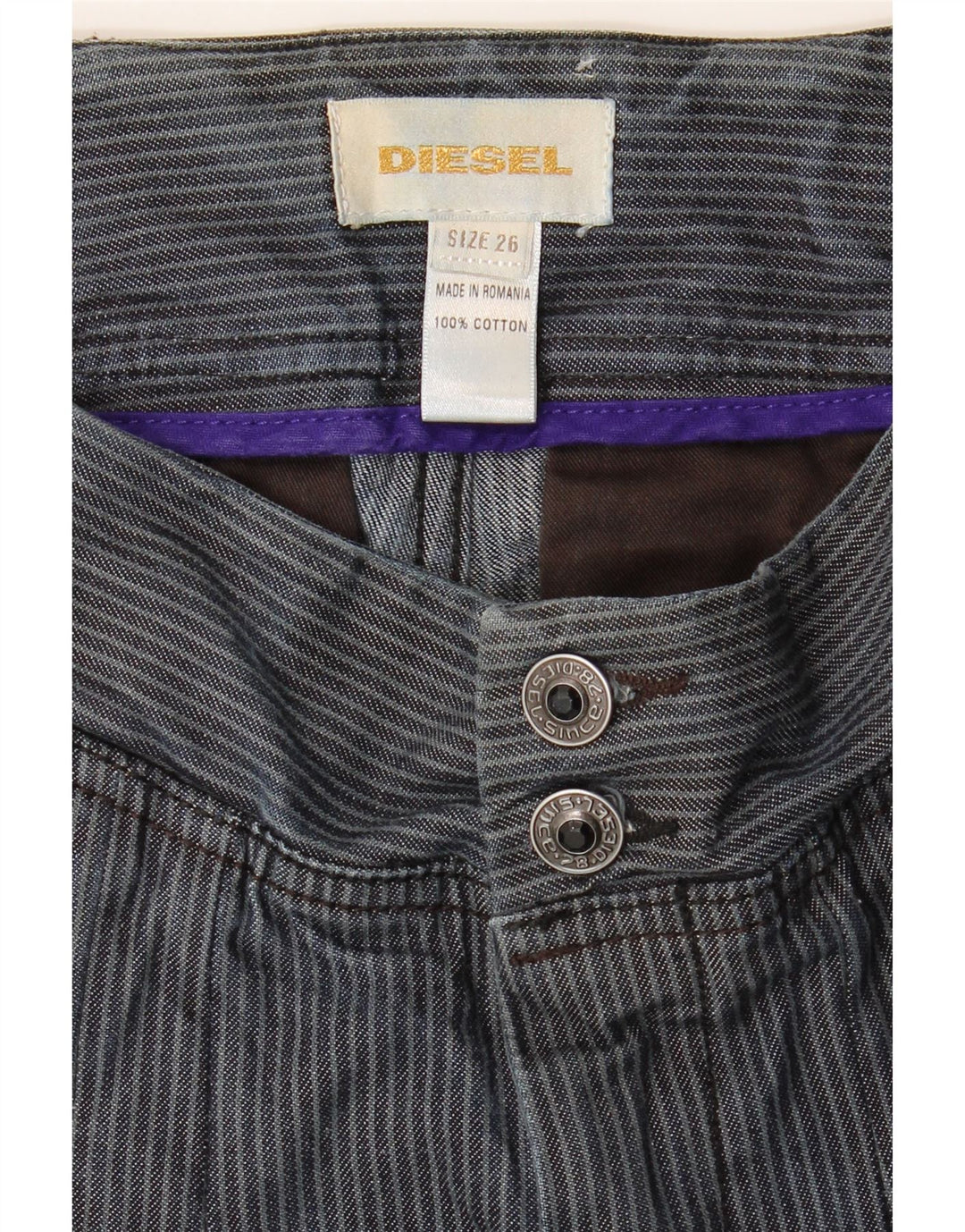 Diesel Dame Hot Pants W26 Lille blå stribet bomuld