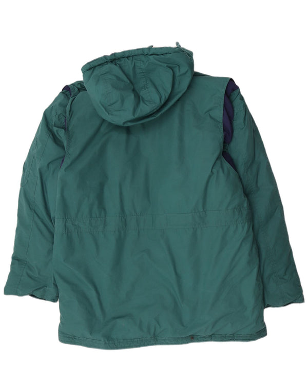 Vintage Mens Hooded Parka Jacket UK 40 Large Green Polyester