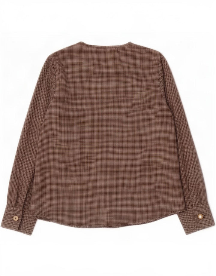 Zara Dame Langærmet Bluse Top UK 10 Lille brun sildebenspolyester