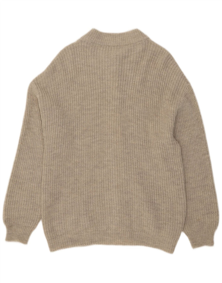Vintage herre cardigan sweater mellemgrå akryl