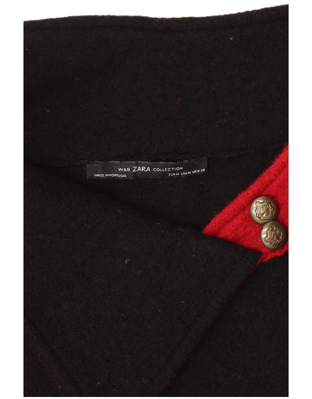 ZARA Dame Shawl Neck Jumper Sweater UK 14 Medium Red Colourblock