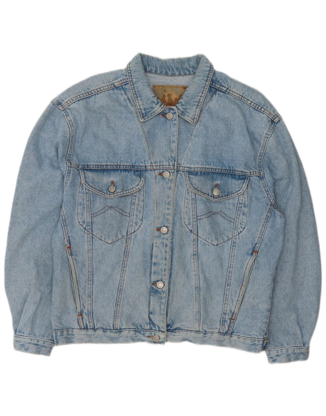 VINTAGE Dame Oversized denimjakke UK 16 Large Blue Cotton