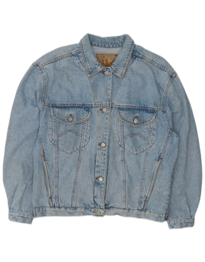 VINTAGE Dame Oversized denimjakke UK 16 Large Blue Cotton