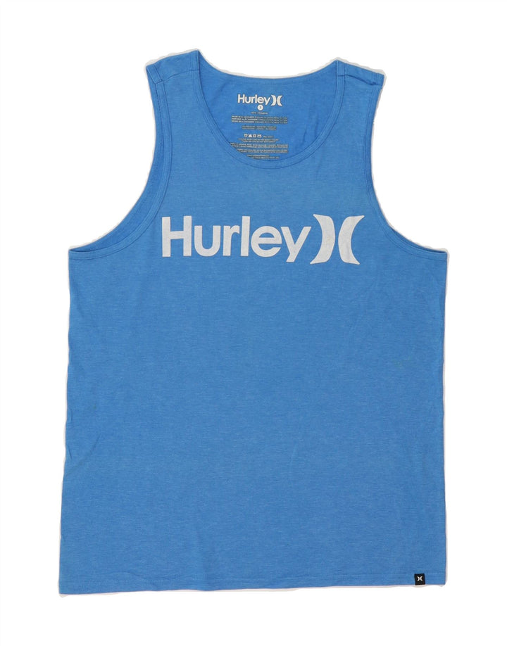 HURLEY Mens Graphic Vest Top Small Blue Polyester Vintage Hurley and Second-Hand Hurley from Messina Hembry 