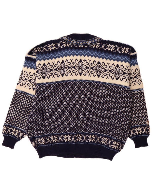 Nordstrikk Herre Regular Fit Cardigan Sweater XL Navy Blue Fair Isle