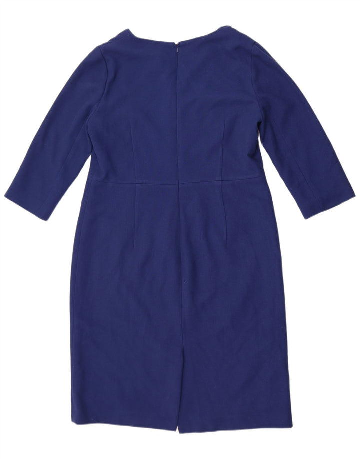 Hobbs Dame 3/4-ærmet Skede Kjole UK 16 Stor Blå Polyester