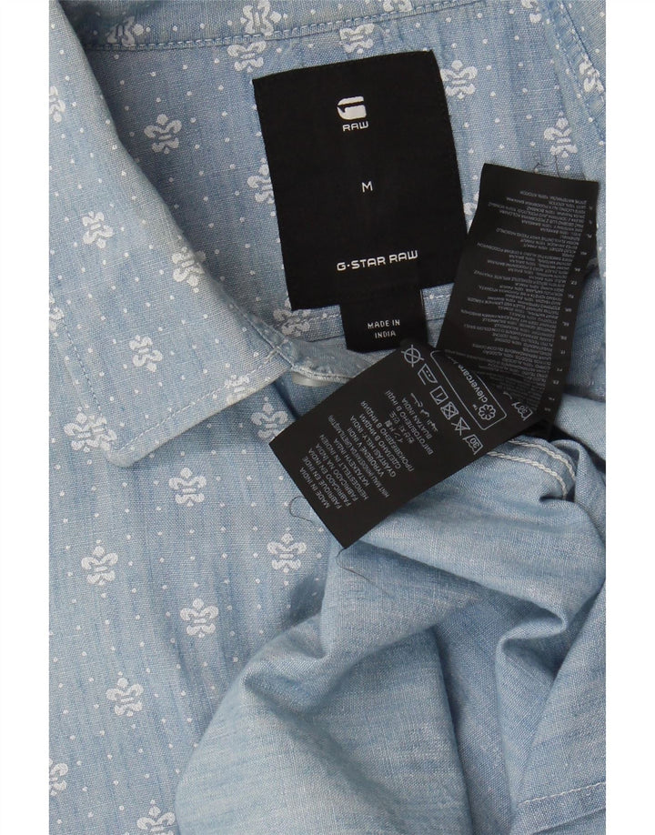 G-STAR Mens Shirt Medium Blue Spotted Cotton