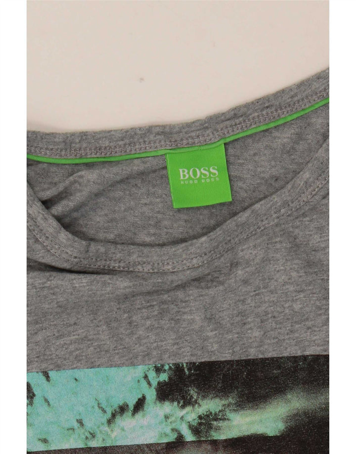 Hugo Boss Herre T-Shirt Top Lille Grå Bomuld