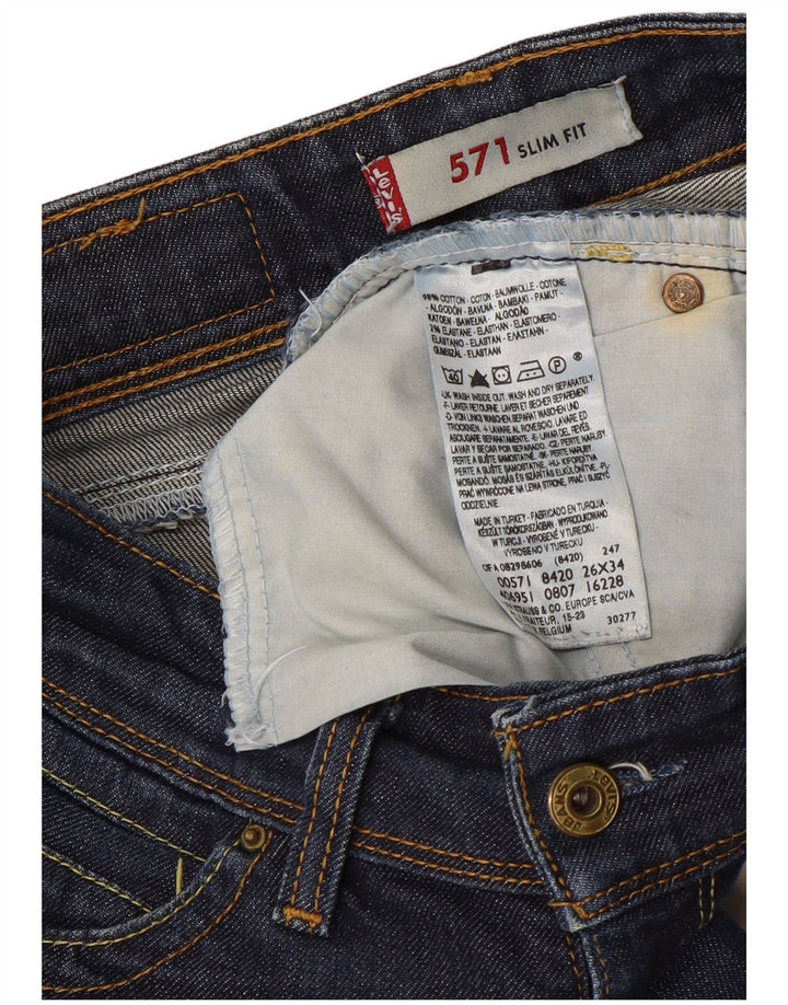 LEVI'S Dame 571 Slim Jeans W26 L34 Marineblå