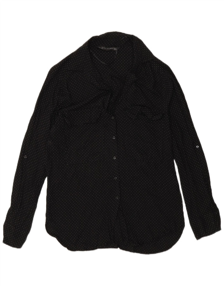 Zara Womens Shirt UK 10 Small Black Spotted Viscose