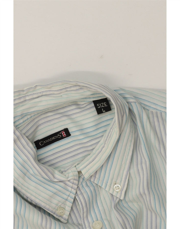 CANADIENS Mens Shirt Large Blue Striped Cotton Vintage Canadiens and Second-Hand Canadiens from Messina Hembry 