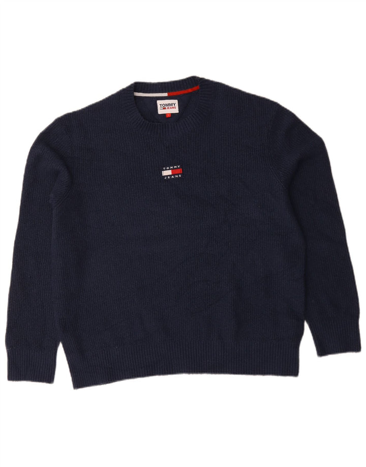 Tommy Hilfiger Herre Crew Neck Jumper Sweater Large Navy Blue Polyester