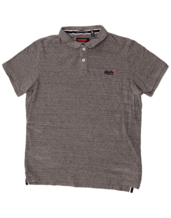 Superdry Poloshirt med klassisk pasform til mænd 3XL grå flækket bomuld