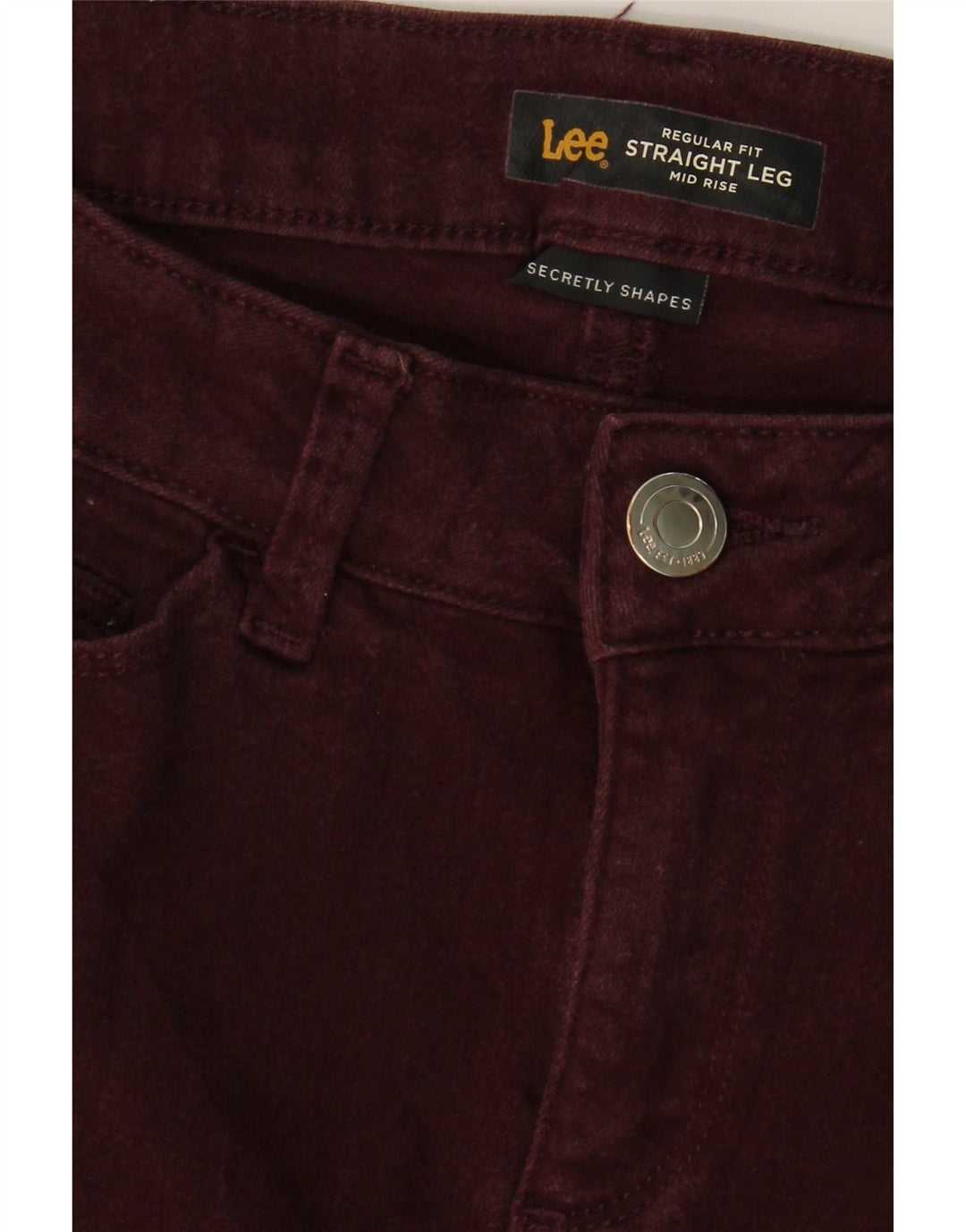 LEE Womens Regular Fit Mid Rise Straight Jeans W30 L27 Burgundy Vintage Lee and Second-Hand Lee from Messina Hembry 
