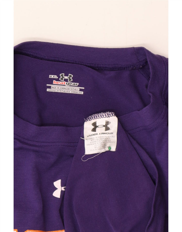 Under Armour Herre Tigers Grafisk T-Shirt Top 2XL Lilla Polyester