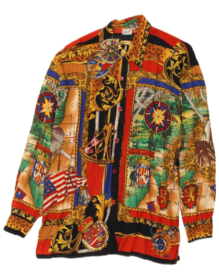 Primavera Firenze kvinders abstrakt mønster skjortebluse US 3 Small Multicolo