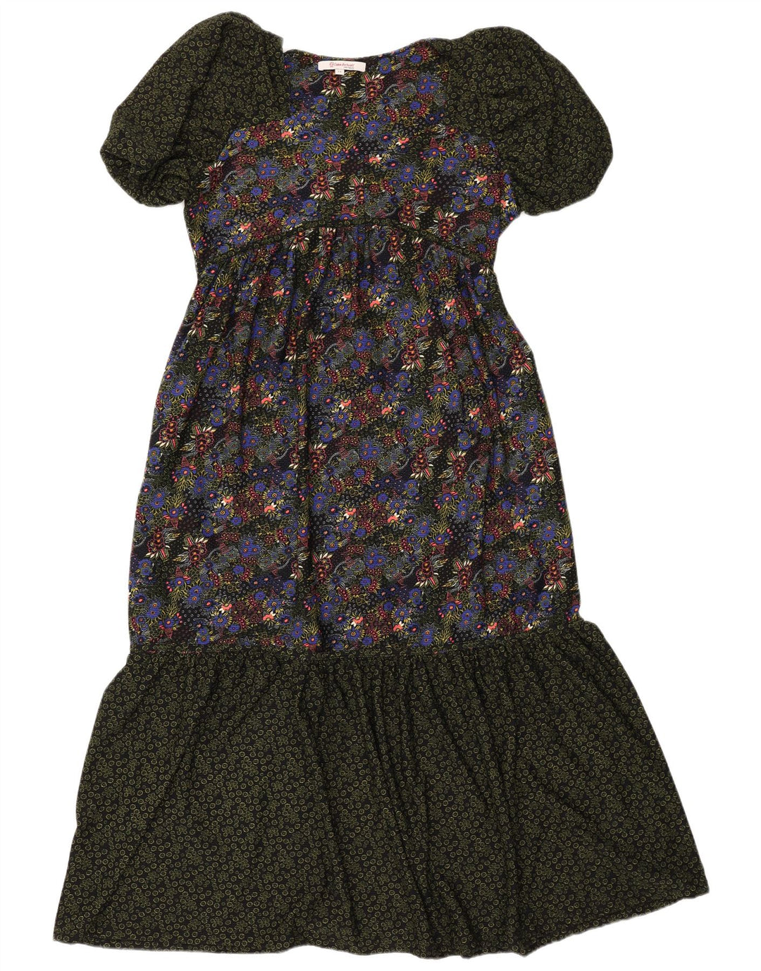 NEXT Womens Maxi Empire Dress UK 12 Medium Green Floral Polyester