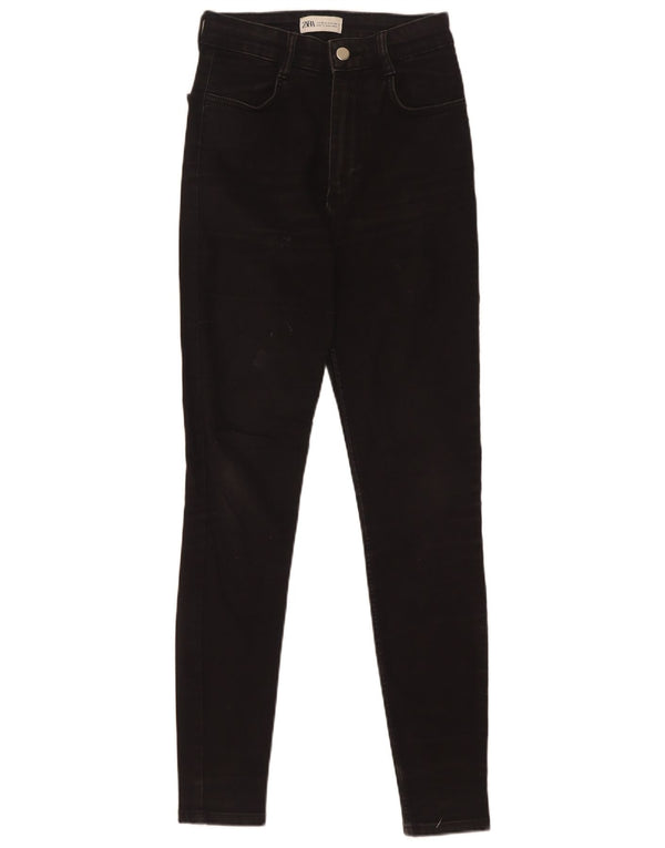 Zara Dame High Rise Skinny Jeans EU 36 XS W26 L29 Sort