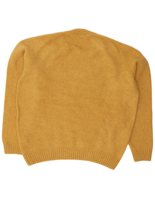 Zara Mens Crew Neck Jumper Sweater XL Yellow Wool