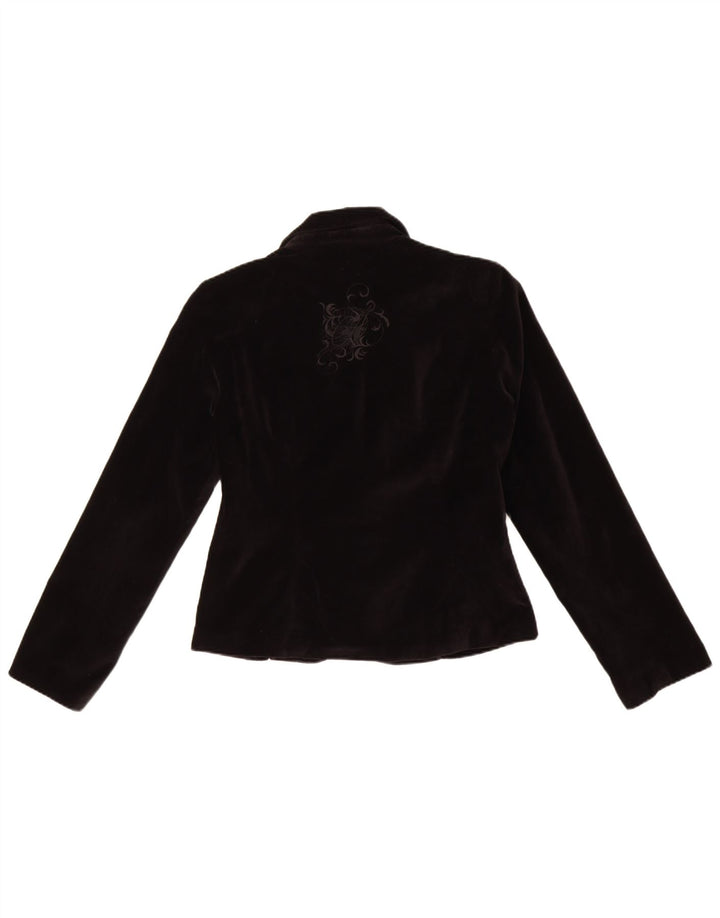 AMISU Dame 1 Knap Velvet Blazer Jacket EU 38 Medium Sort Bomuld