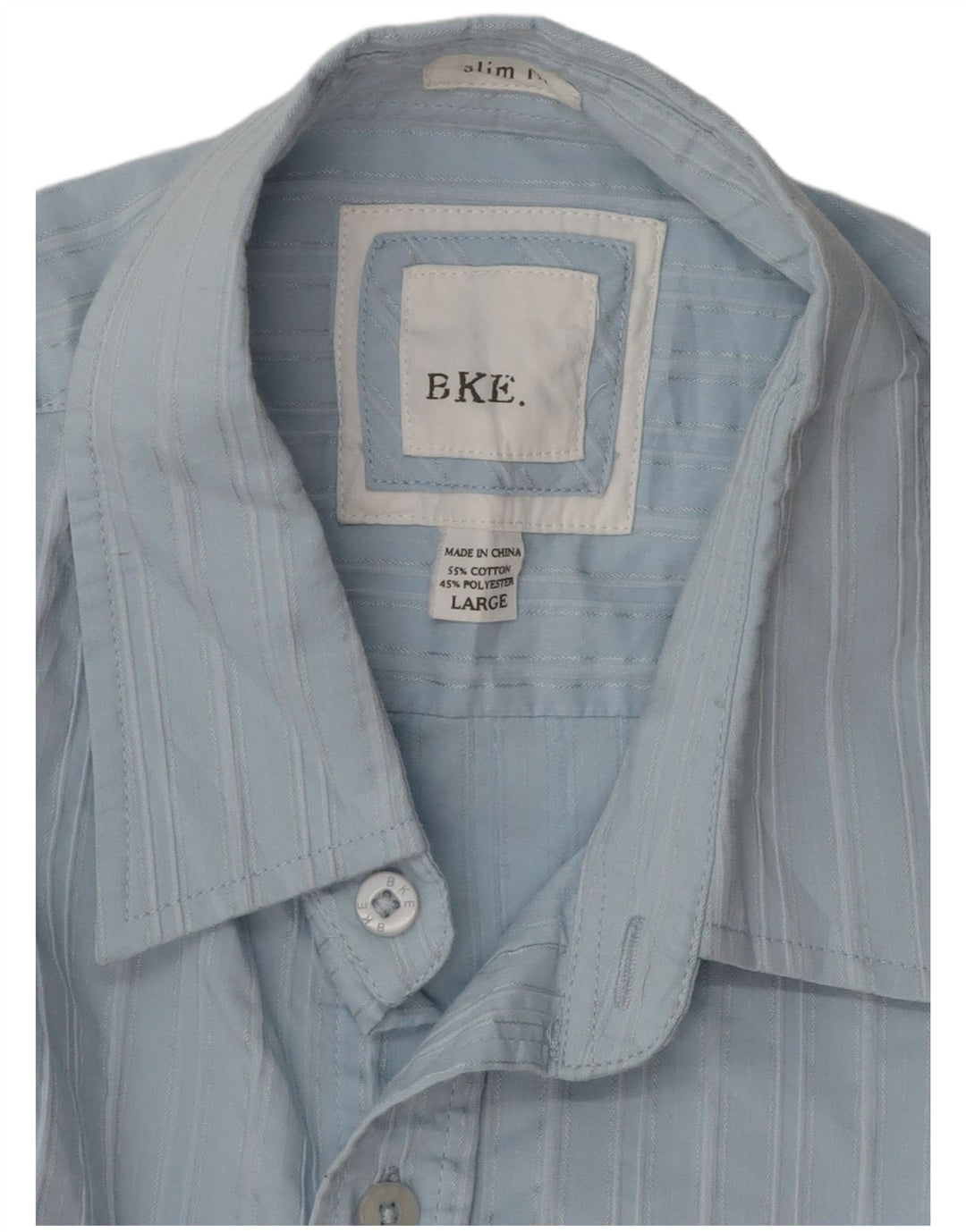 BKE Herre Slim Fit skjorte Stor blå stribet bomuld
