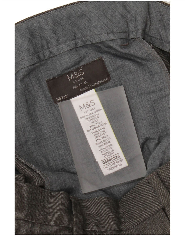 Marks & Spencer Straight Suit Bukser til mænd W36 L31 Grå polyester