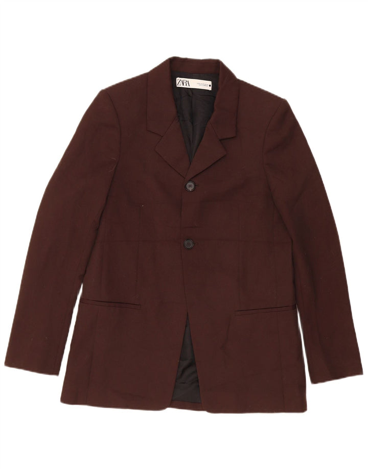 Zara Herre 2-knaps blazerjakke UK 34 XS brun polyester
