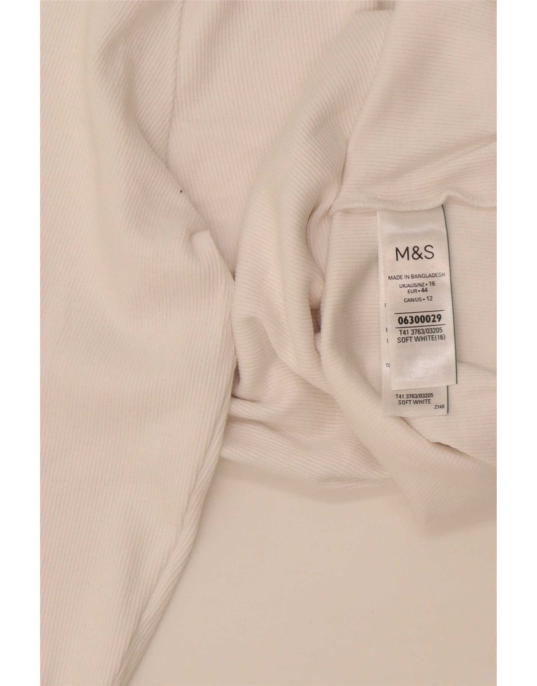 Marks & Spencer Dametop Langærmet UK 16 Stor hvid bomuld