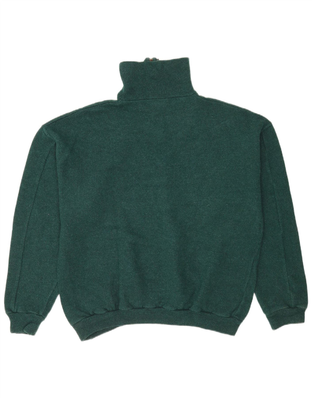 Vintage herre grafisk lynlås-hals sweater stor grøn