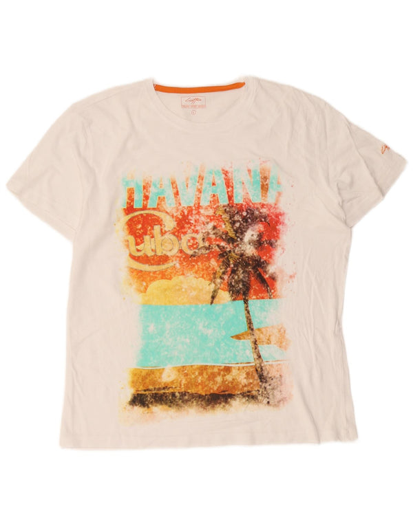 Lotto Dame Grafisk T-Shirt Top UK 16 Large White