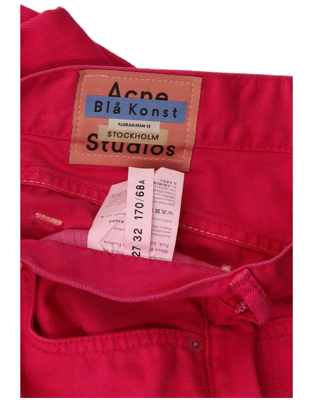 Acne Studios Dame Højtaljede Lige Jeans W27 L27 Pink Bomuld