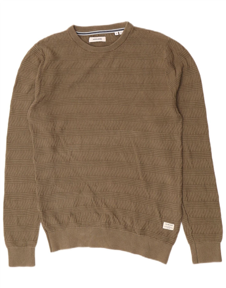 Jack & Jones Herre sweater med rund hals, mellemgrøn, geometrisk bomuld