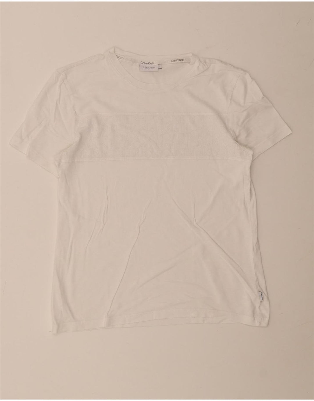 Calvin Klein Herre Grafisk T-Shirt Top Stor Hvid