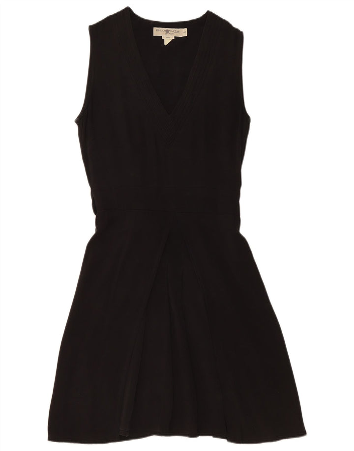 BLUNAUTA Womens Sleeveless A-Line Dress IT 40 Small Black Silk