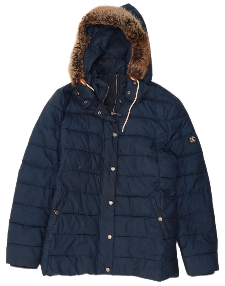 Barbour, polstret hættejakke til kvinder, UK 18 XL marineblå polyester