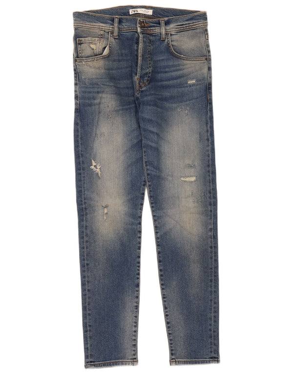 Zara Herre Distressed Slim Jeans EU 38 Small W30 L30 Blue