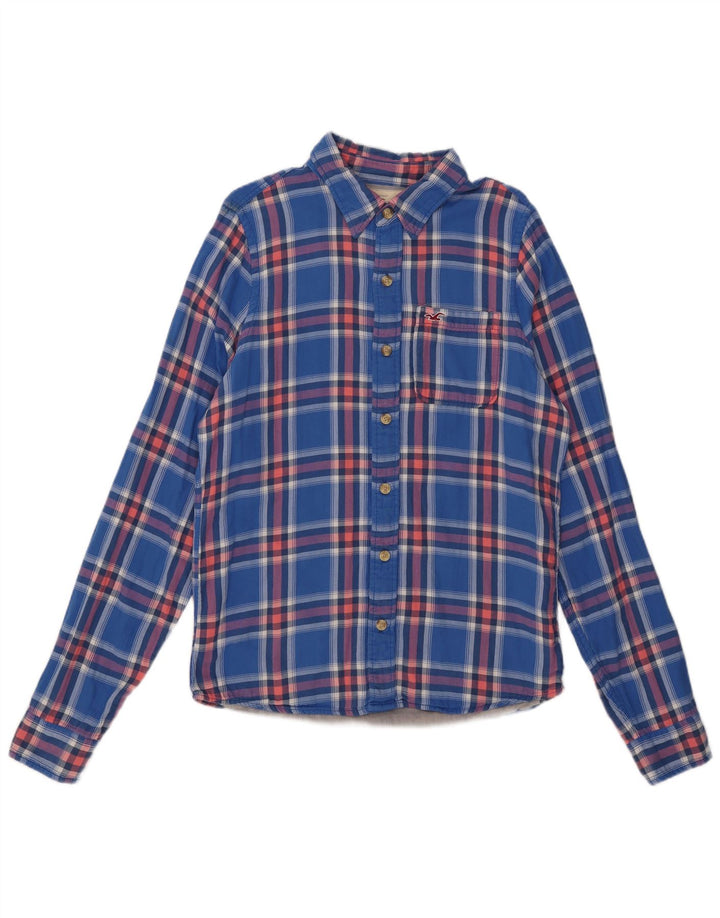 Hollister herre flannel skjorte XL blå ternet bomuld