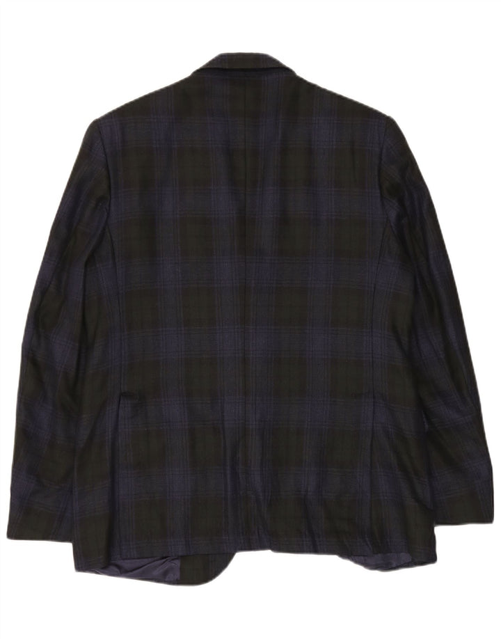 Vintage herre 2-knaps blazerjakke Medium marineblå ternet