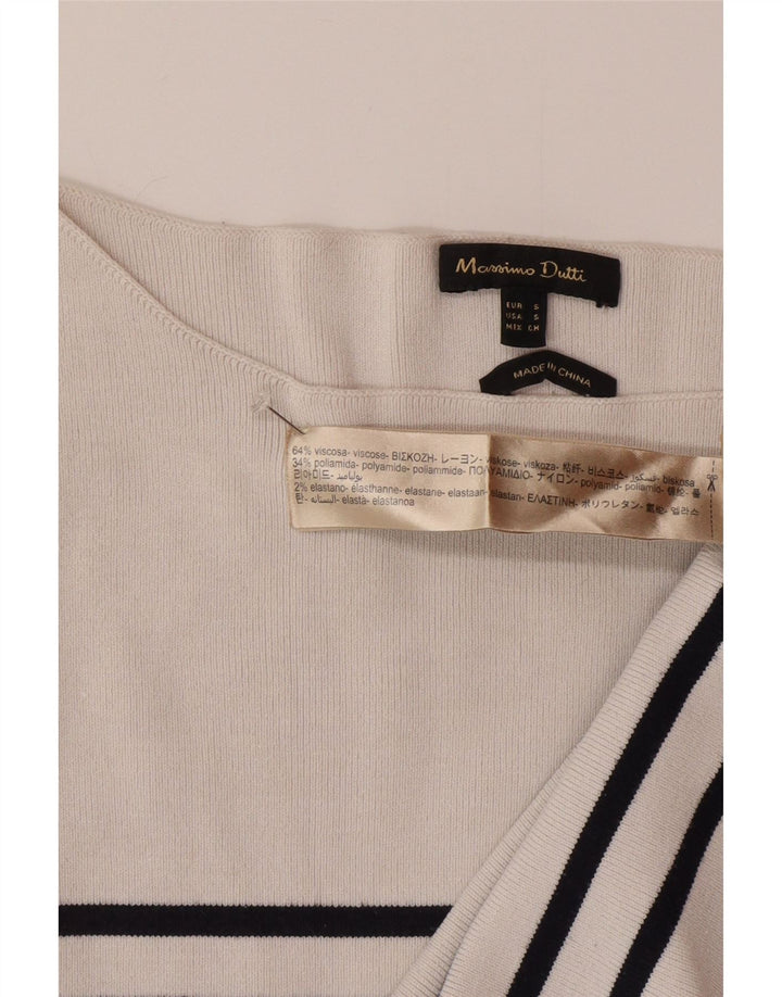 Massimo Dutti Dame Oversized Top 3/4 ærmer UK 10 Lille hvid stribet
