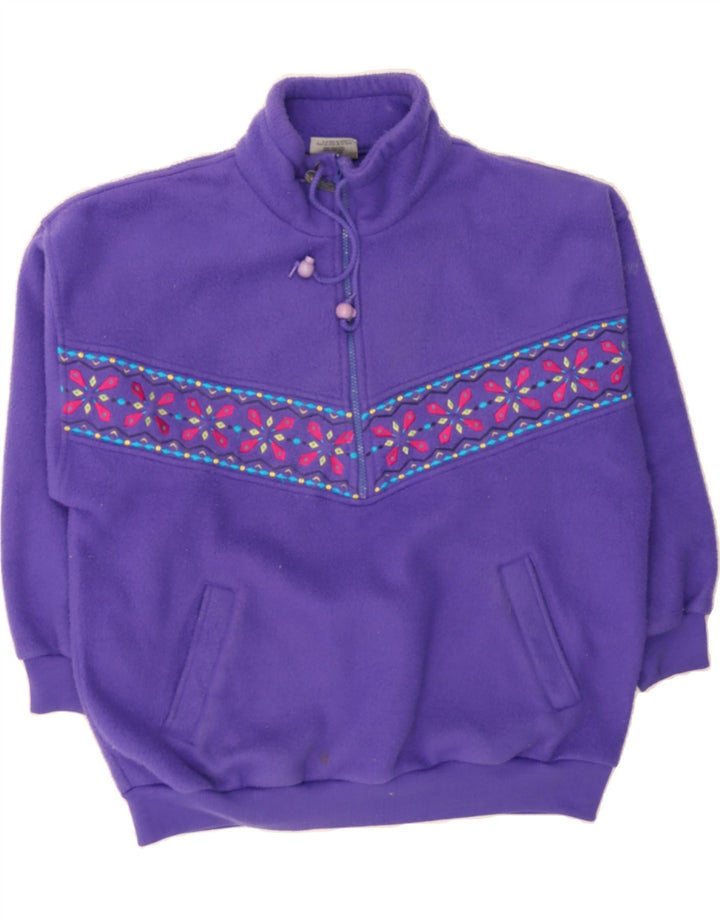 TARGET DRY Womens Oversized Fleece Jumper UK 12/14 Medium Purple Fair Isle Vintage Target Dry and Second-Hand Target Dry from Messina Hembry 